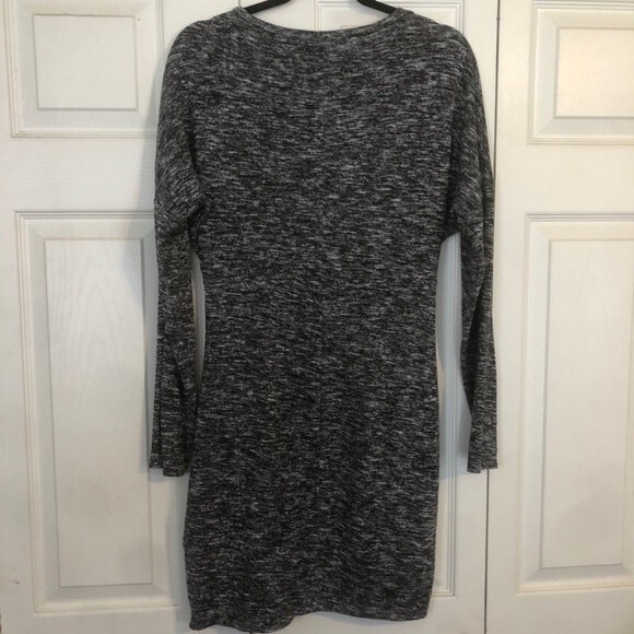 EXPRESS ONE ELEVEN Medium Gray Heather Twist Knot Dress Long Sleeve Stretch - Picture 7 of 7